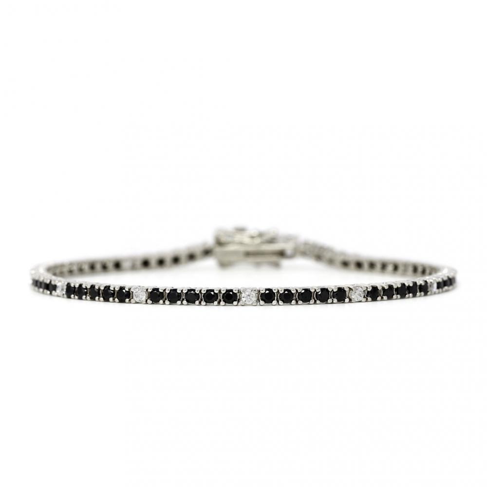 Bracciale Tennis in Argento con Zirconi Neri 2 mm cm 16