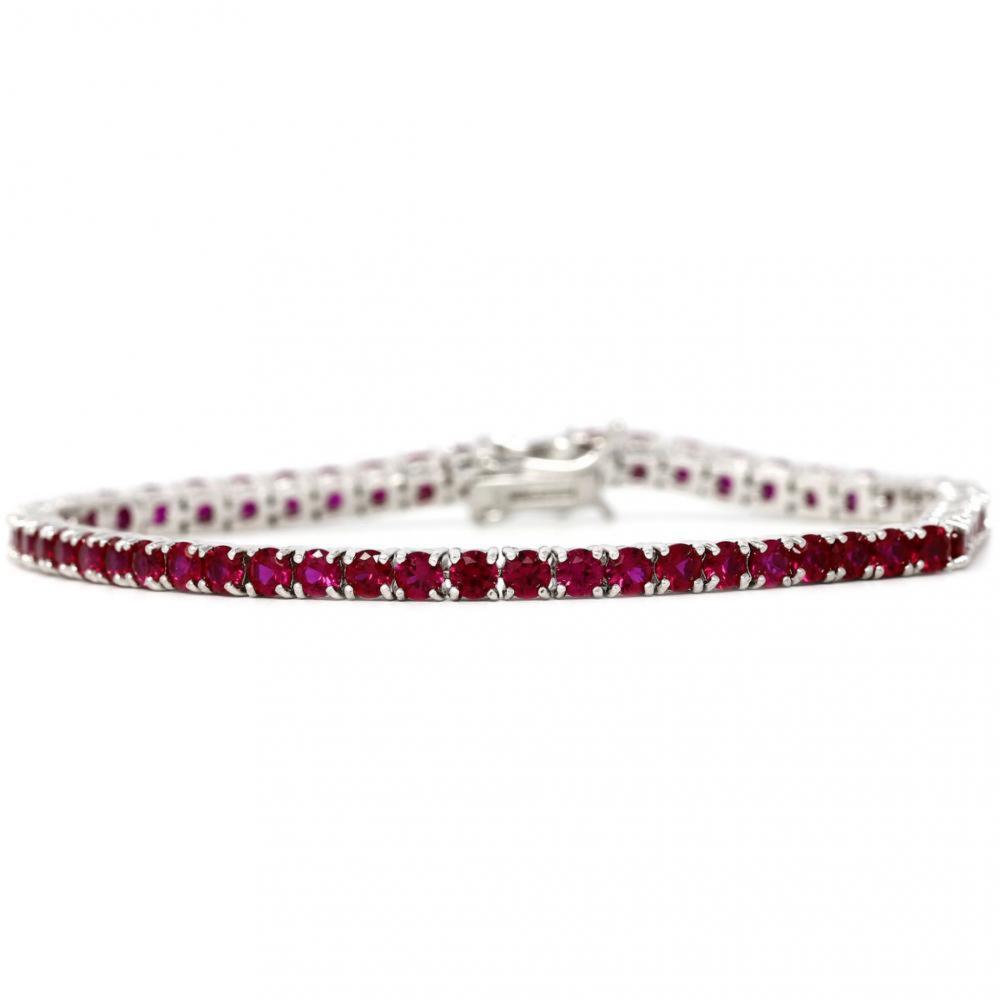 Bracciale Tennis in Argento con Zirconi Rossi 3 mm cm 19