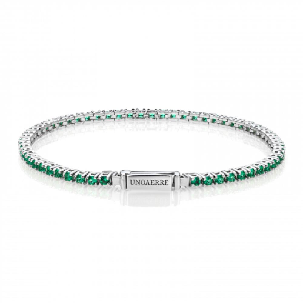 Bracciale tennis in argento con Zirconi Verdi UNOAERRE