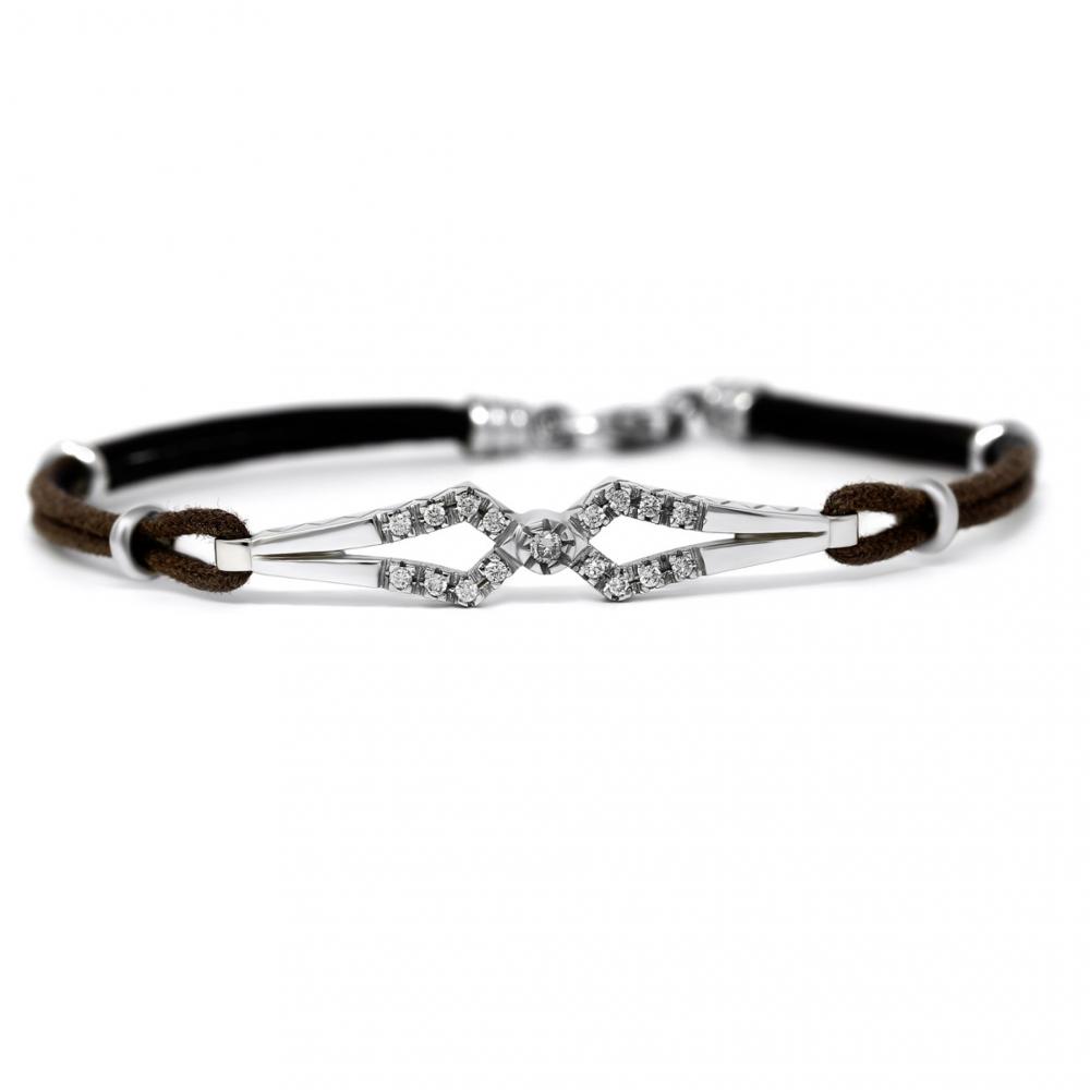Bracciale uomo con Diamanti e Cordoncino CT 0.14