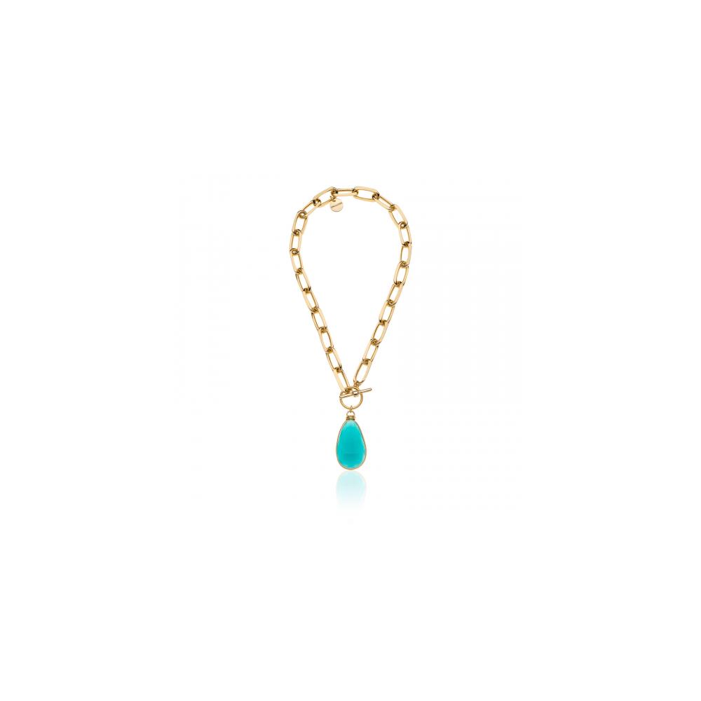 Collana dorata con cristallo turchese Unoaerre ref.2037