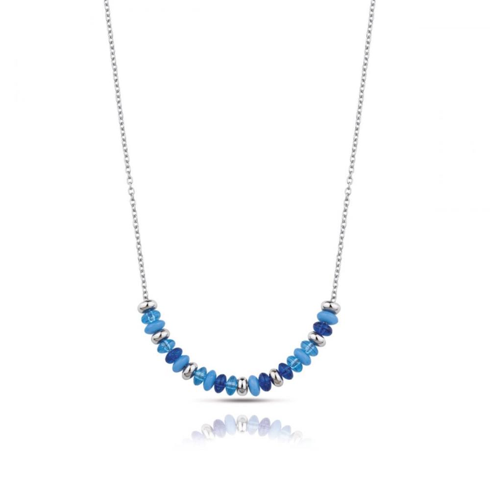 Collana in acciaio lucido con trattamento PVD Oro Bianco OPS.