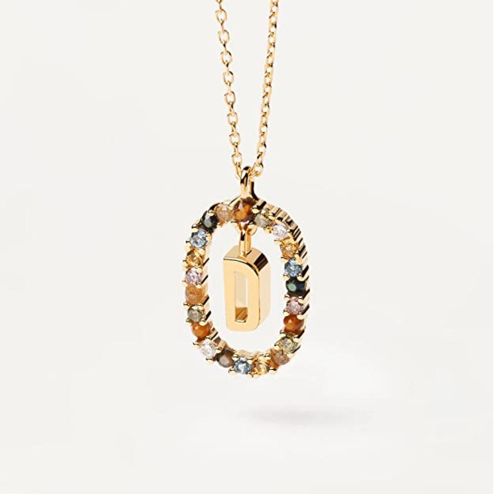Collana Lettera D - Argento Sterling 925 Placcato in Oro 18 carati