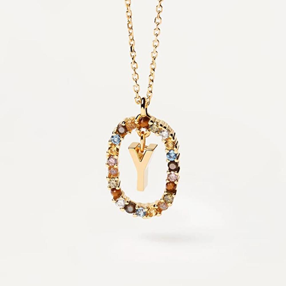 Collana Lettera Y - Argento Sterling 925 Placcato in Oro 18 carati