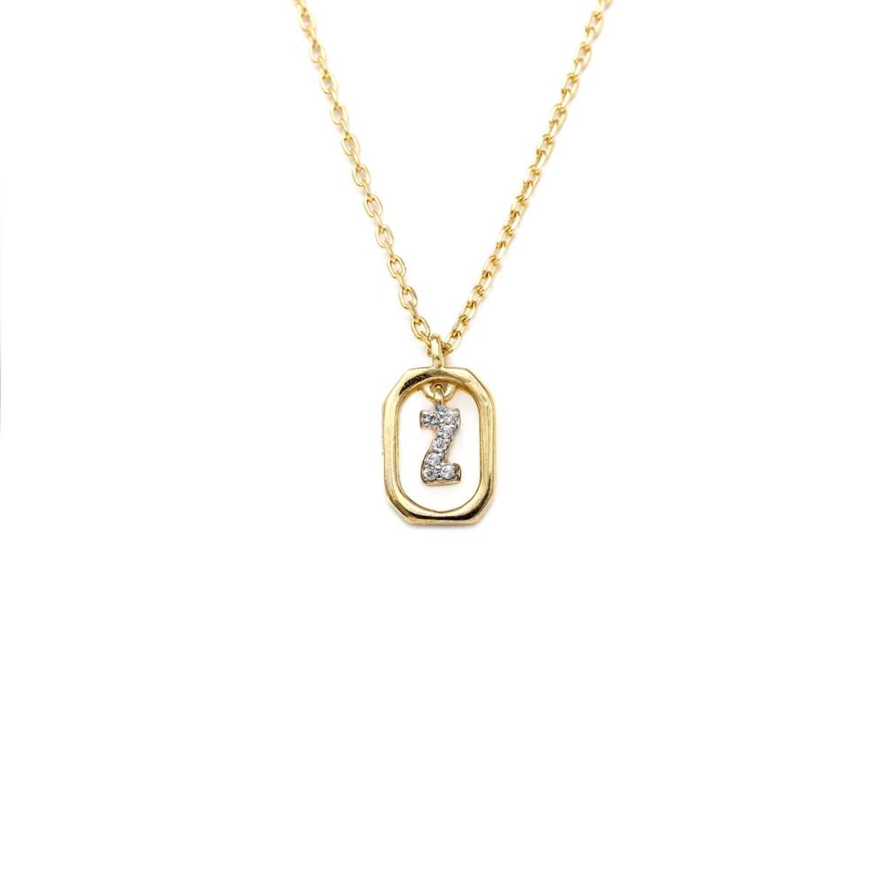 Collana Lettera Z - Mini in Argento Sterling 925 Placcato in Oro 18 carati