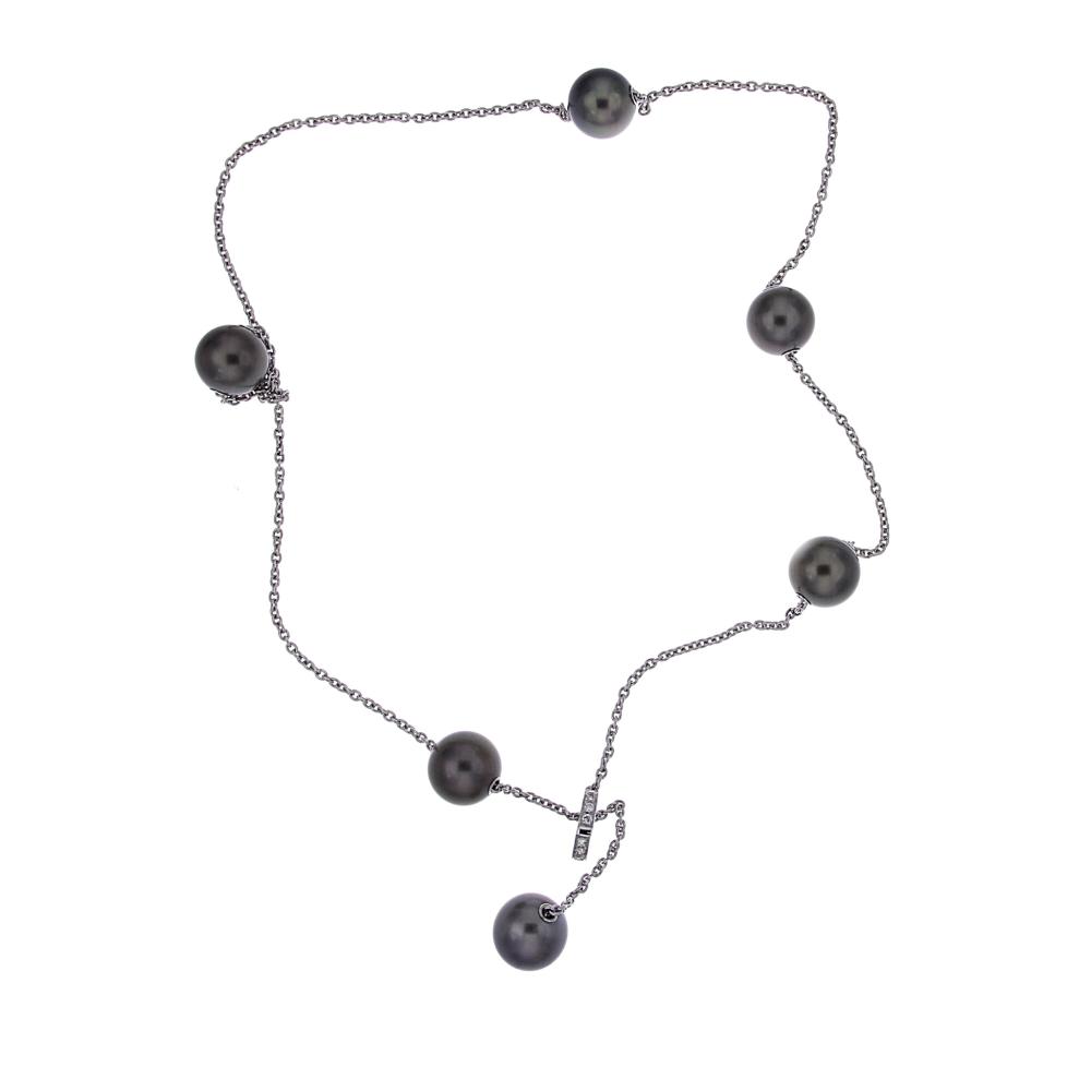Collana Mikimoto con Perle 10,5/10 mm e 15 Diamanti CT 0.15 - PIM3-CT6