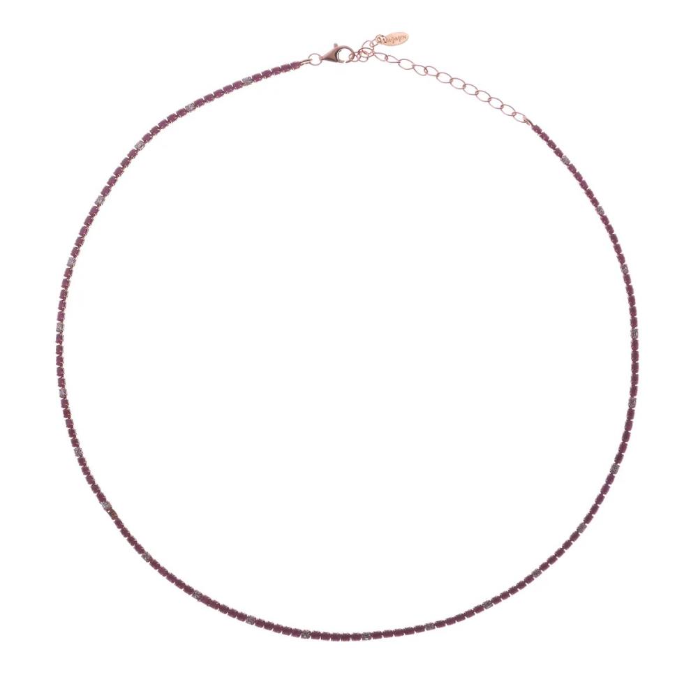 Collana Tennis Mania Rosè con Zirconi Rossi e Bianchi Ref.CLT2RRB