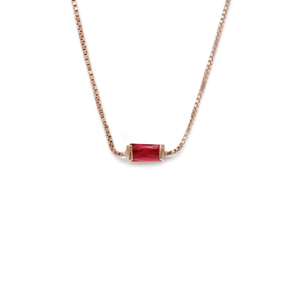 Collane in Argento 925 Rosa con Pietre Rosse cm 1.00