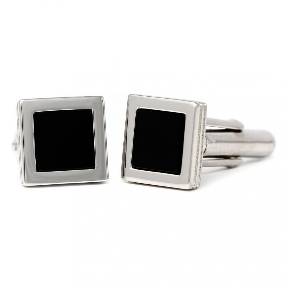 Gemelli in Argento 925 Lucidi Quadrati con Onice Personalizzabili cm 1