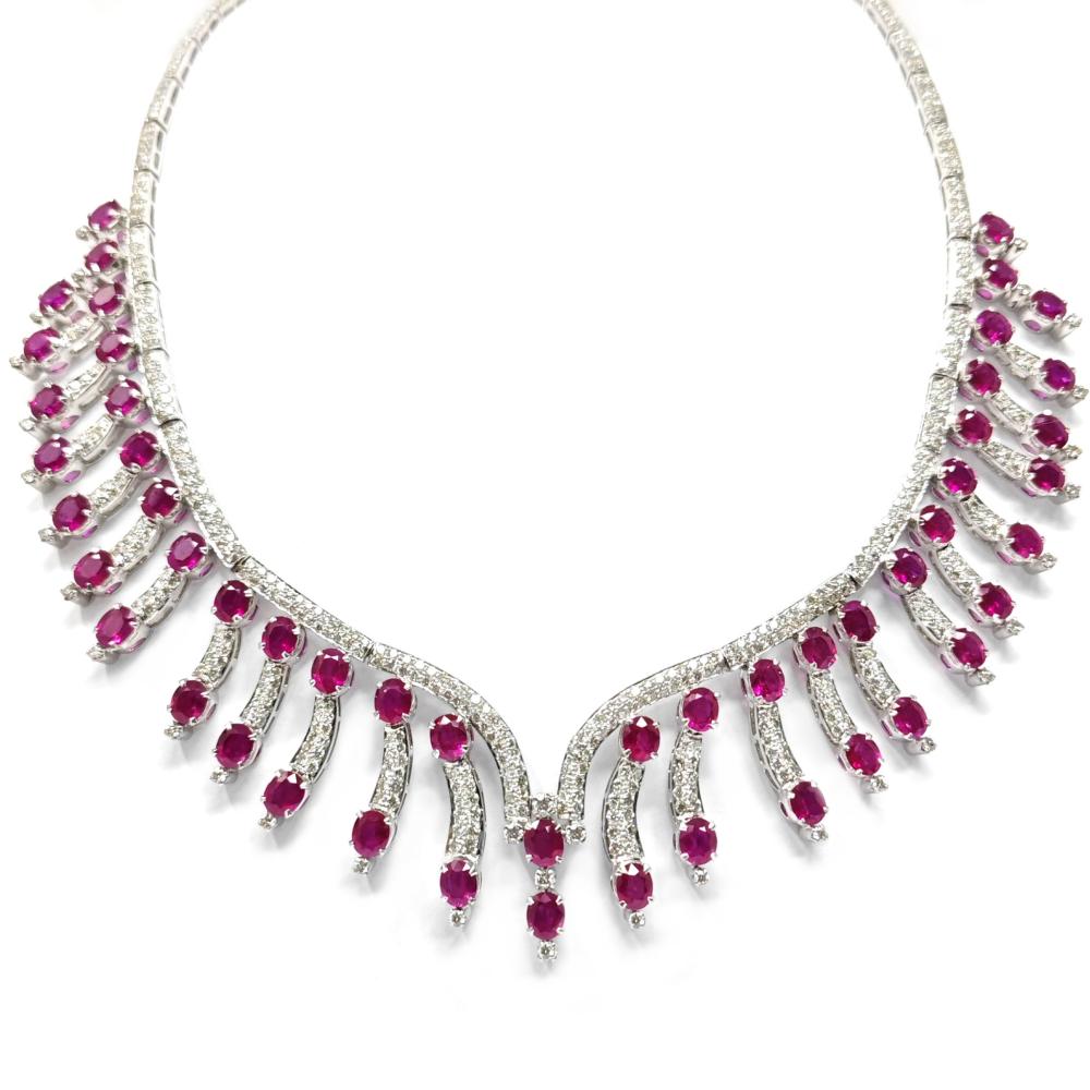 Girocollo Cascata di Diamanti CT 5.75 e Rubini CT 29.50
