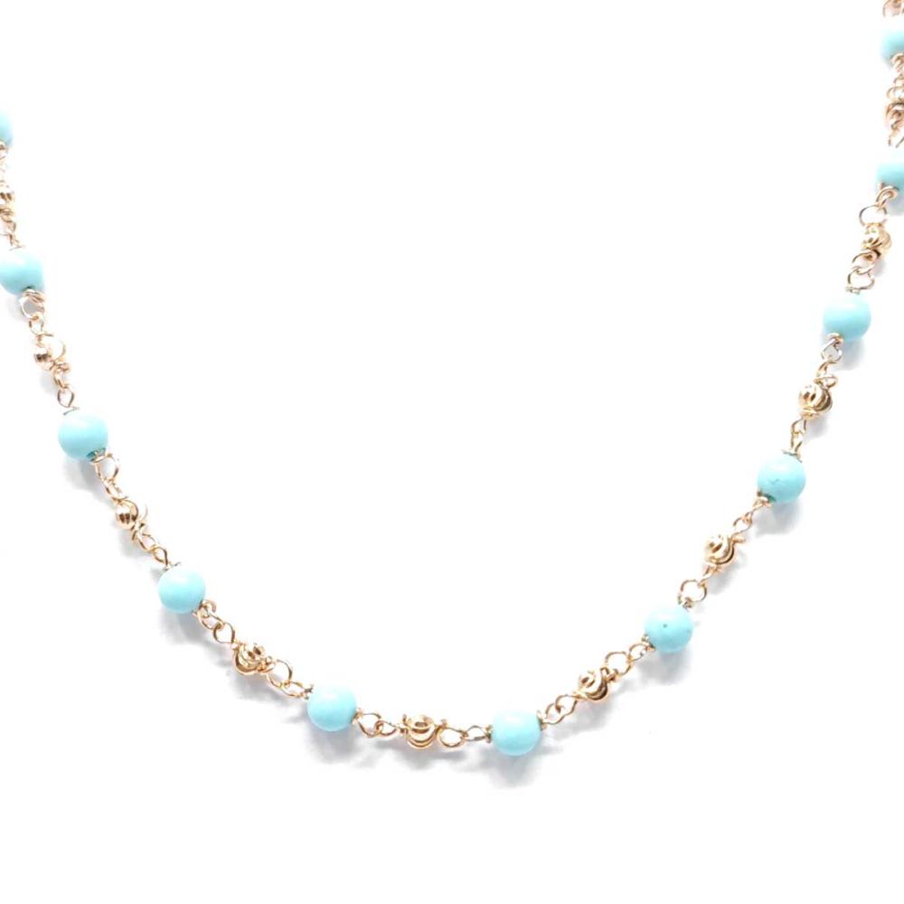 Girocollo con pietre azzurre su base in argento rosato