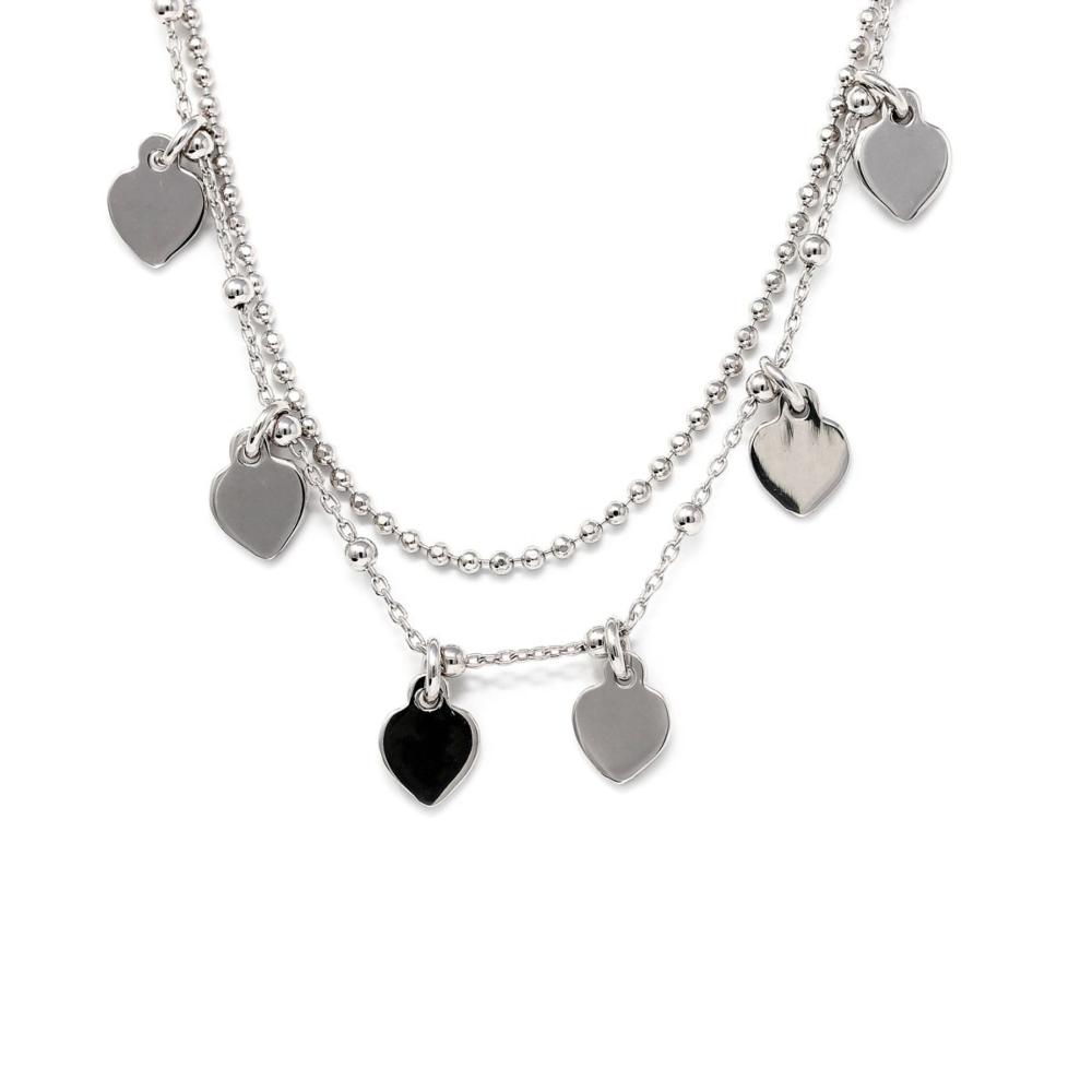 Girocollo Cuori Due Fili in Argento 925 cm 42+5