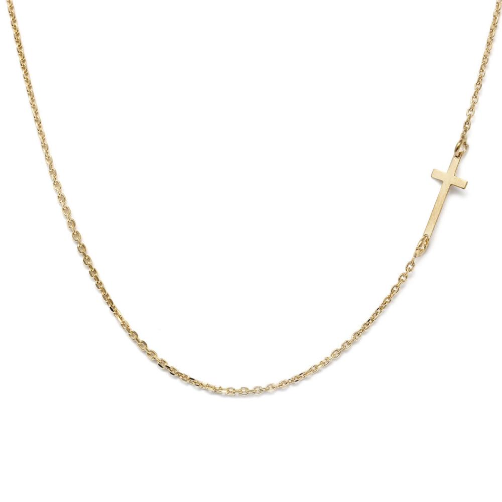 Girocollo in Argento 925 Giallo con Croce cm 44+3