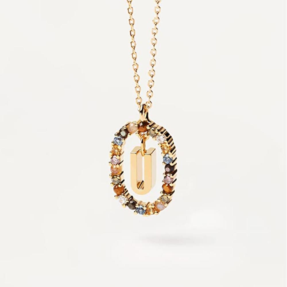 ollana Lettera U - Argento Sterling 925 Placcato in Oro 18 carati