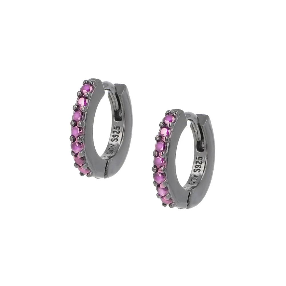 Orecchini Cerchio Rutenio Tennis Mania Zirconi Fucsia Ref.ET1NR