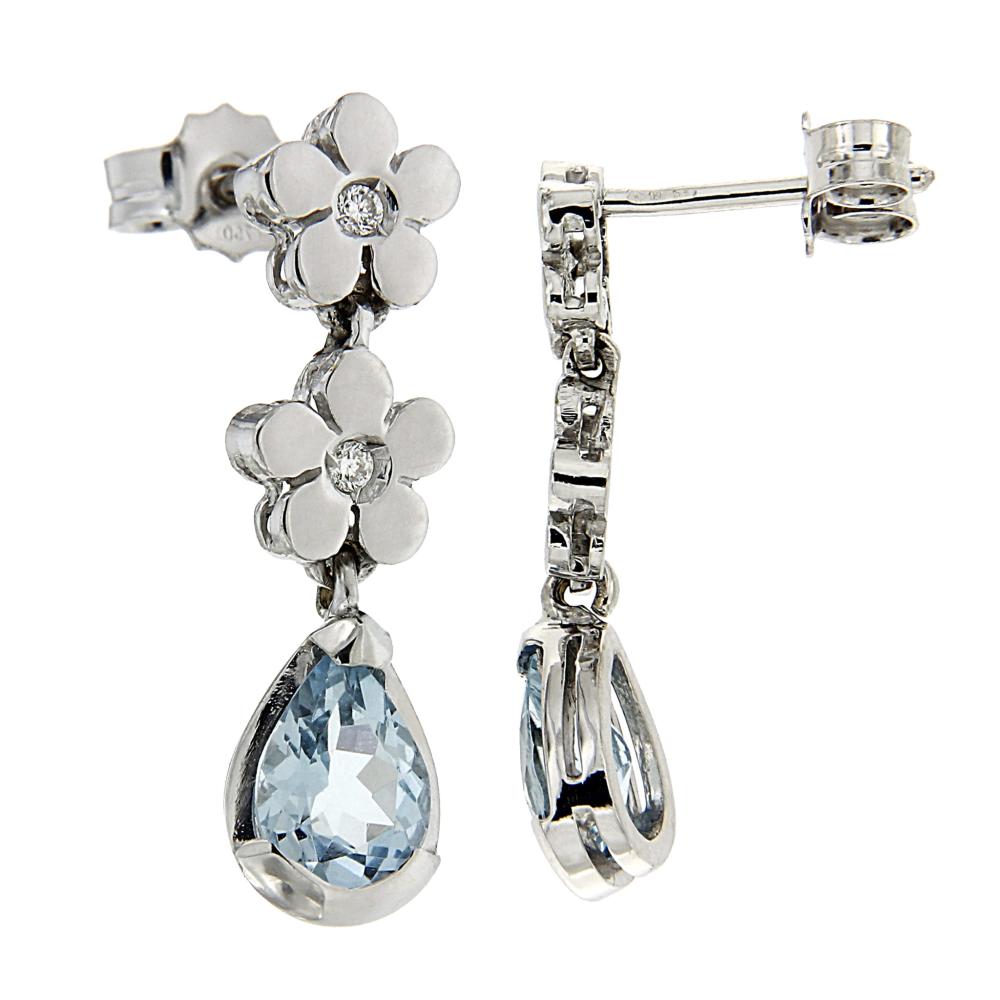 Orecchini con Acquamarina CT 1.14 e Diamanti CT 0.05