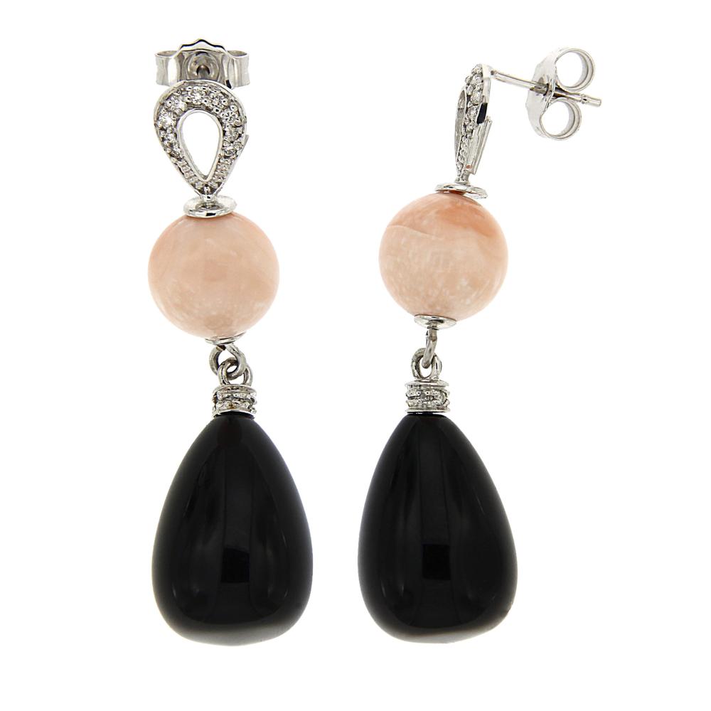 Orecchini con Corallo Onice e Diamanti