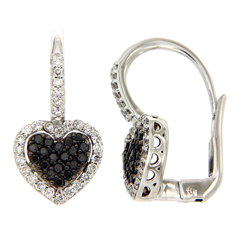 Orecchini con Diamanti Bianchi CT 0.39 e Neri CT 0.34