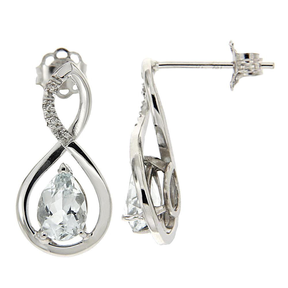 Orecchini con Diamanti CT 0.06 e Acquamarina CT 0.60