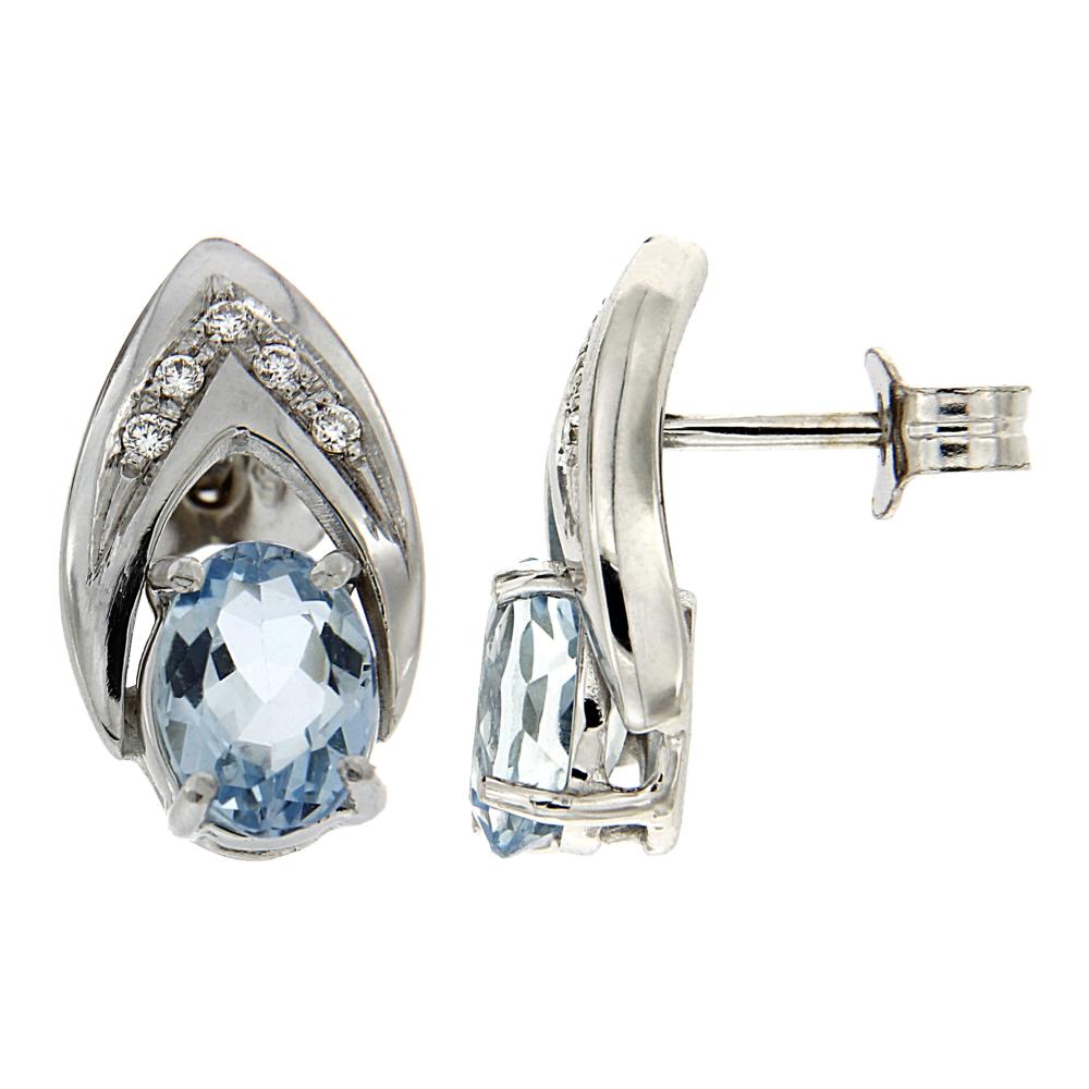 Orecchini con Diamanti CT 0.08 e Aquamarina CT 1.80