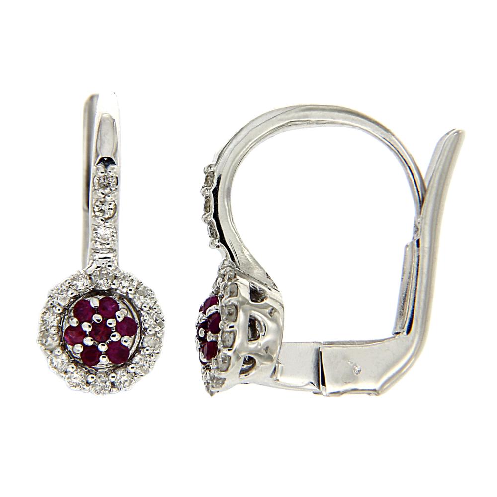 Orecchini con Diamanti CT 0.20 e Rubini CT 0.10