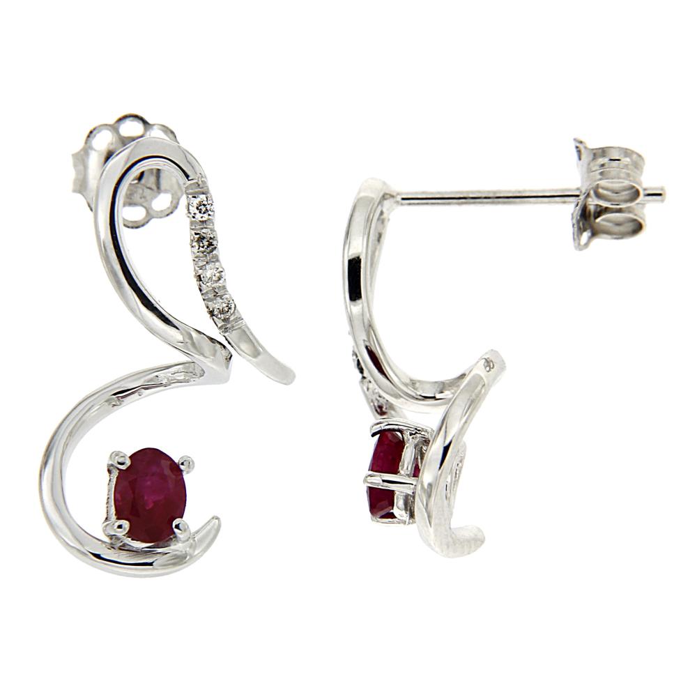 Orecchini con Diamanti CT 0.04 e Rubini CT 0.54