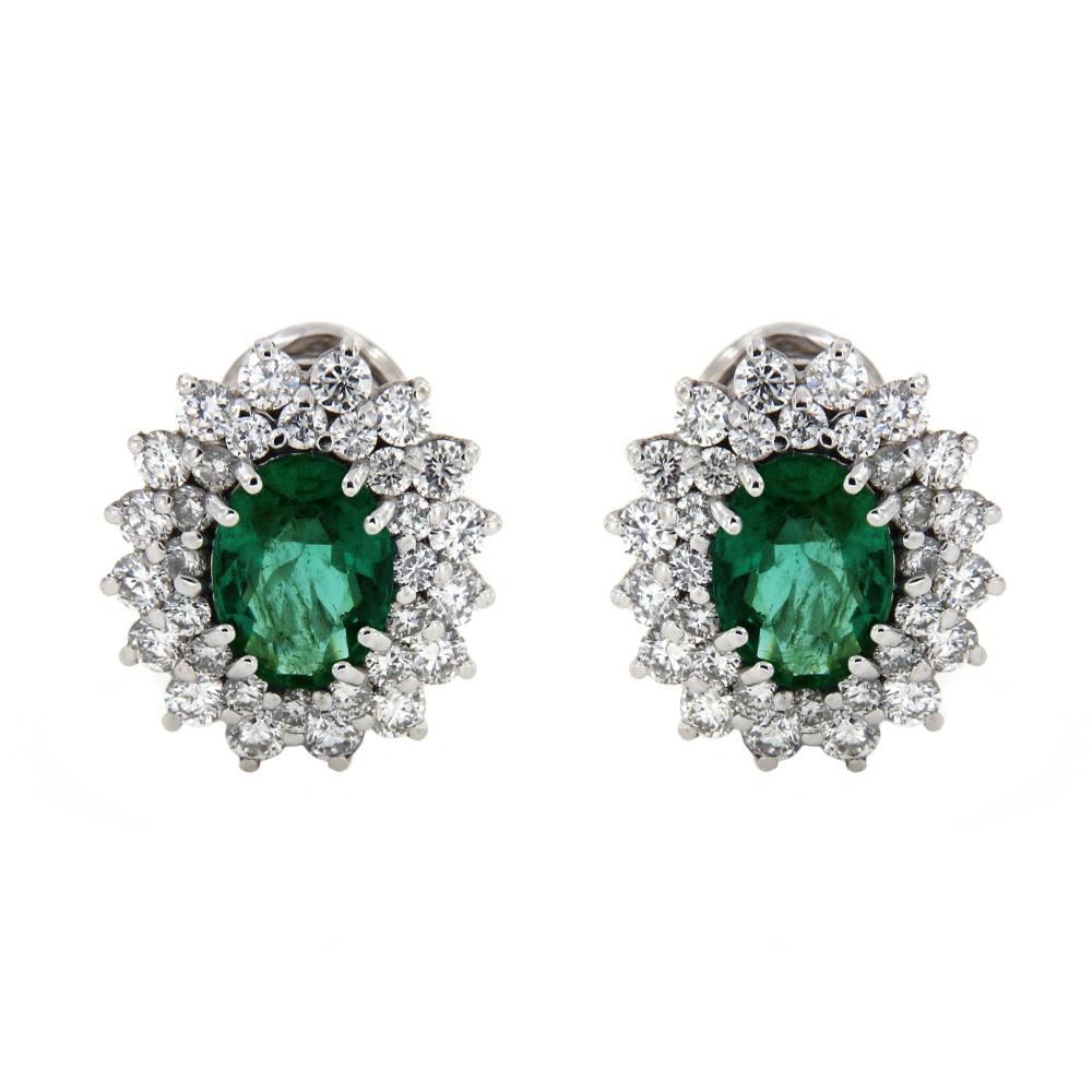 Orecchini con Diamanti CT 1.04 e Smeraldo CT 2.11