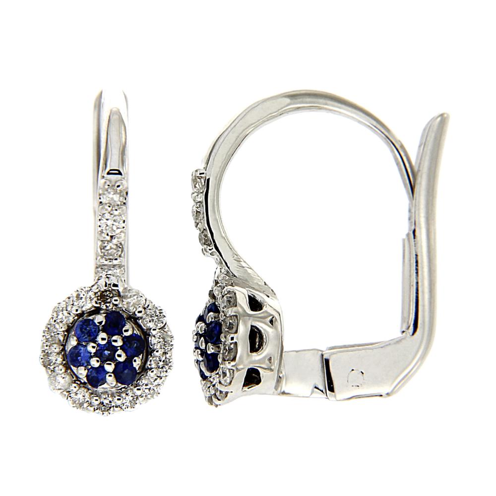 Orecchini con Diamanti CT 0.20 e Zaffiri CT 0.10