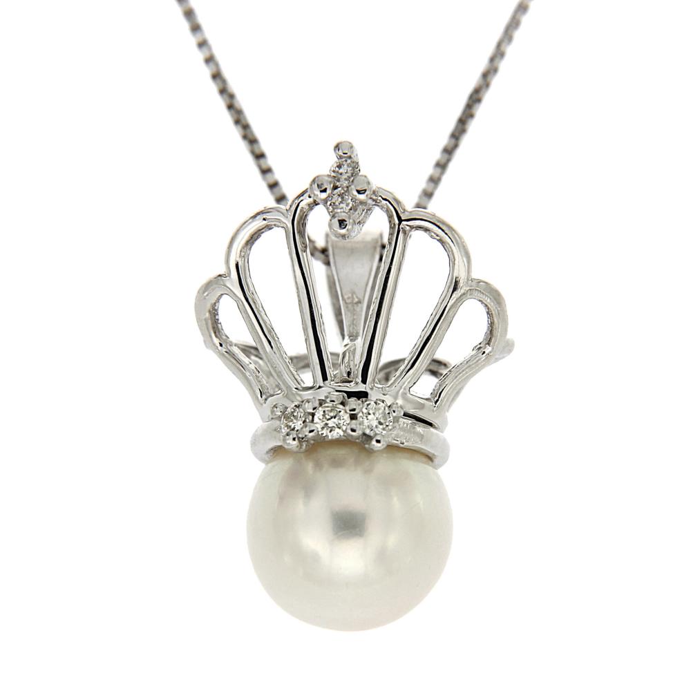 Pendente con Perla e Diamanti CT 0.10