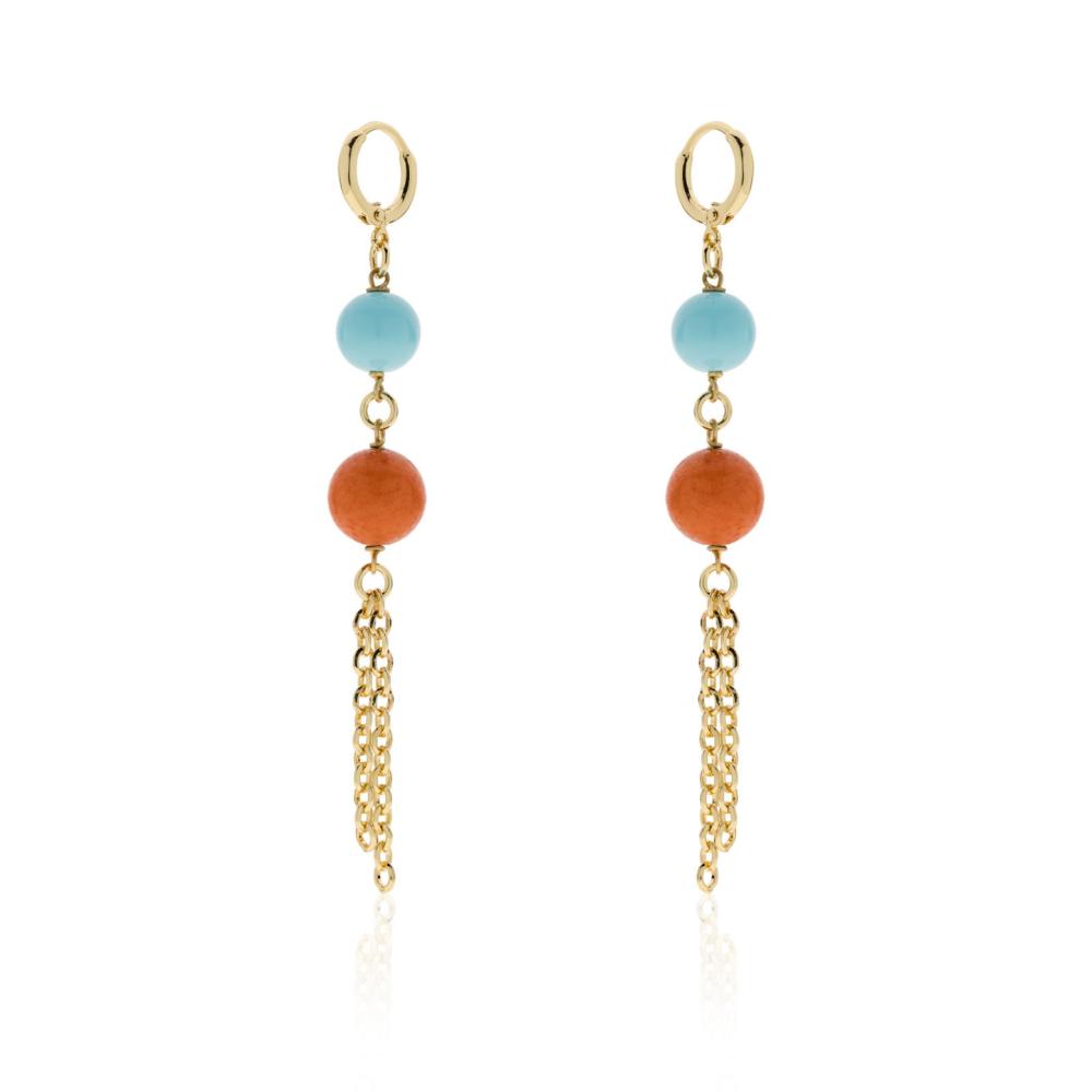 Orecchini con perle corallo e turchese Unoaerre Ref. 2313