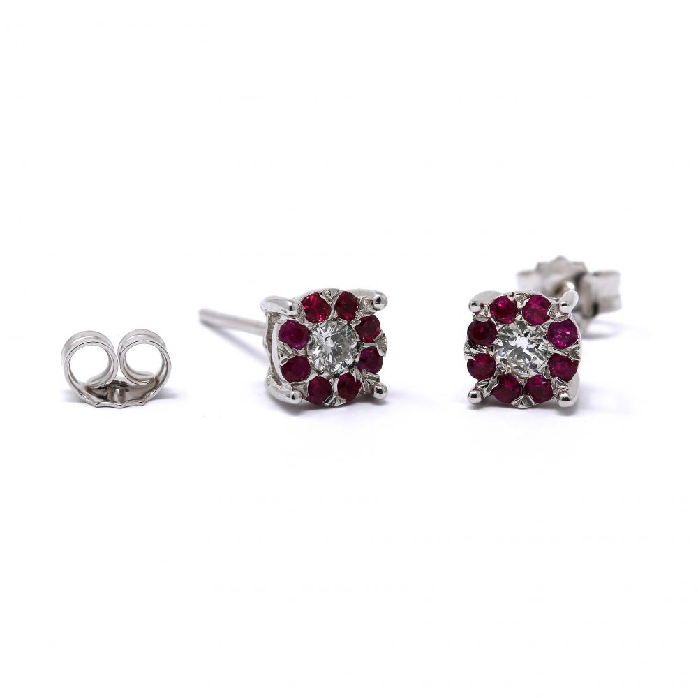 Orecchini con diamanti e rubini | Modello Fiore
