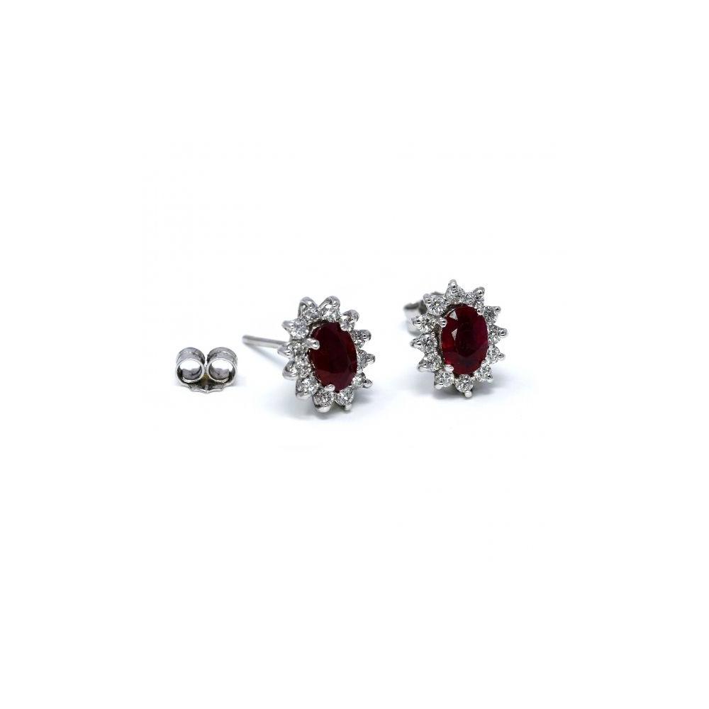 Orecchini con Rubino CT 1.14 e Diamanti CT 0.50