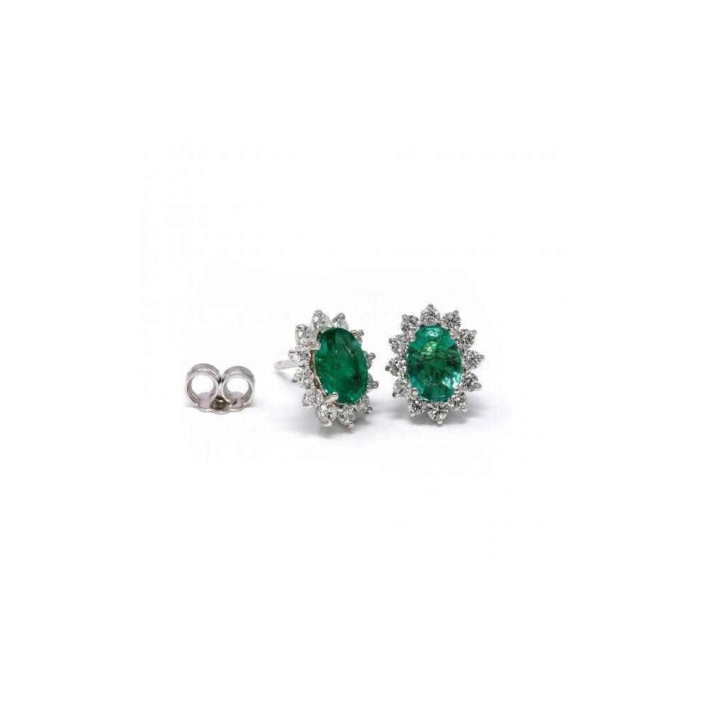 Orecchini con Smeraldi CT 1.48 e Diamanti CT 0.72