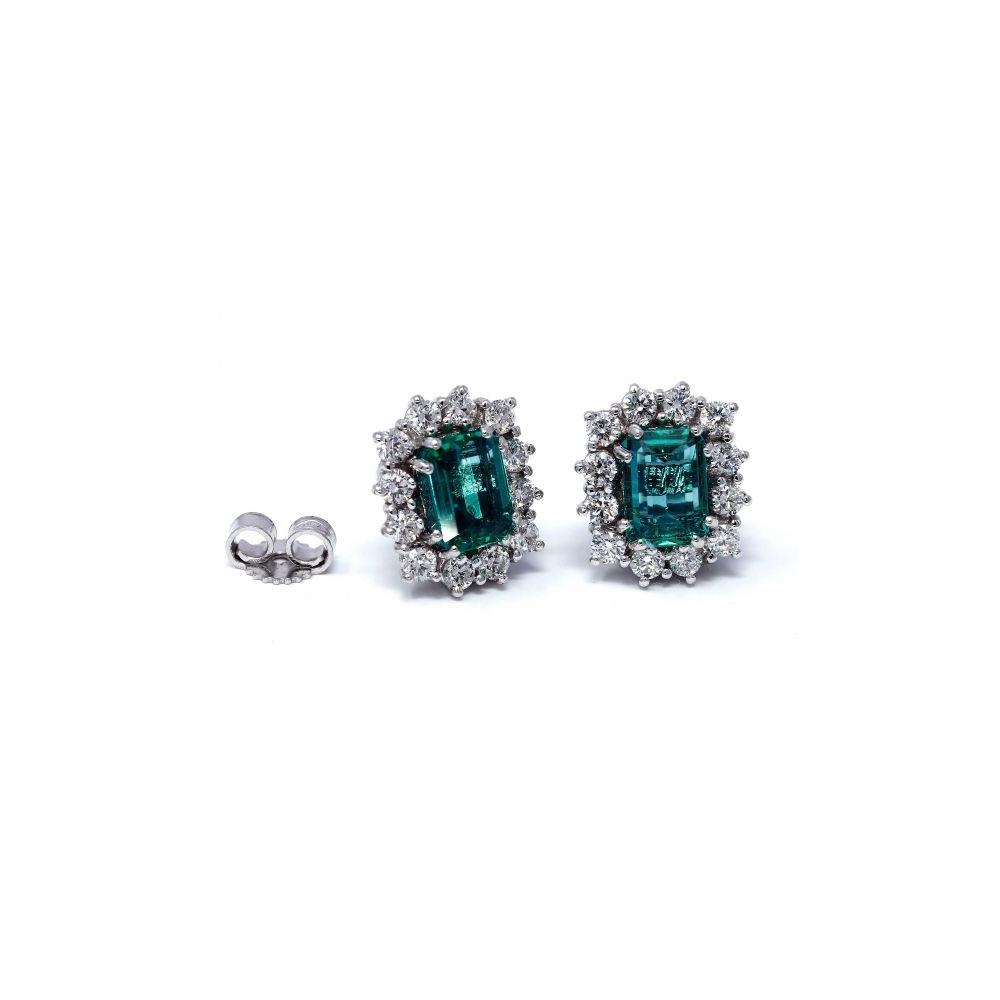 Orecchini con Smeraldi CT 1.58 e Diamanti CT 0.80