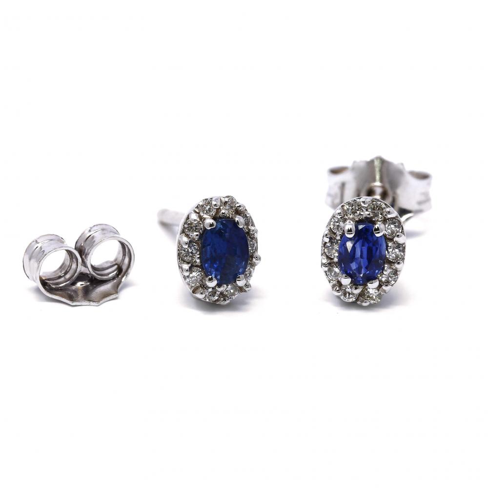 Orecchini con Zaffiro CT 0.39 e Diamanti CT 0.20