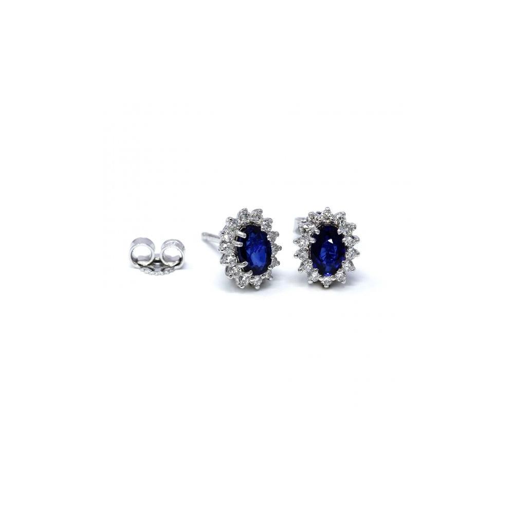 Orecchini con Zaffiro CT 0.96 e Diamanti CT 0.28