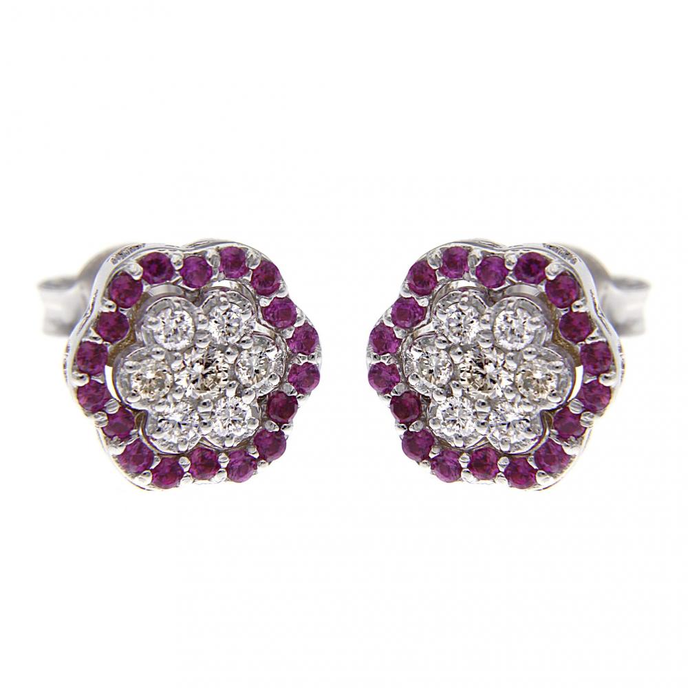 Orecchini Margherita 36 Rubini CT 0.24 e 14 Diamanti CT 0.30