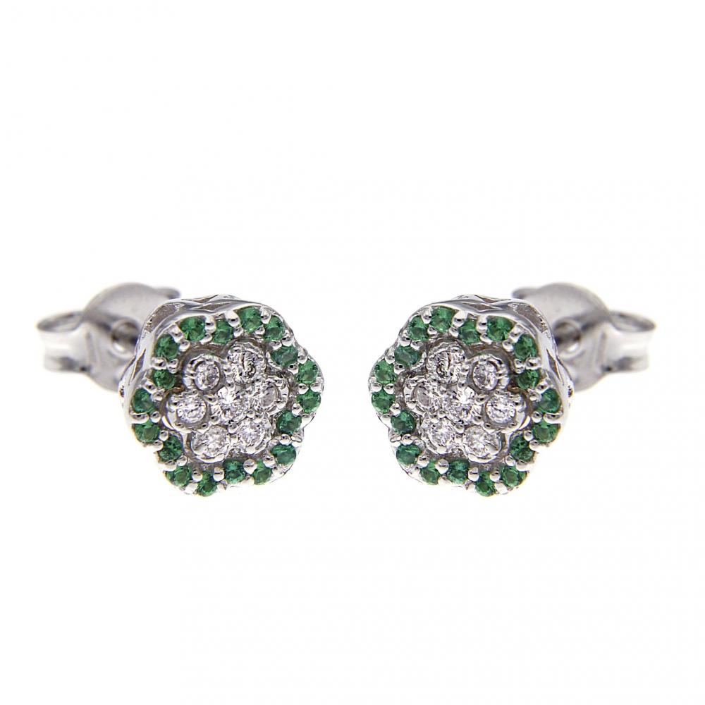Orecchini Margherita 36 Smeraldi CT 0.18 e 14 Diamanti CT 0.20
