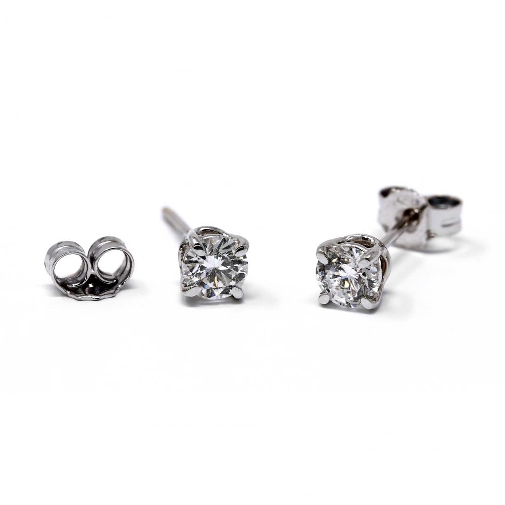 Orecchini a Bottone classici con Diamanti Bianchi 0.60 CT