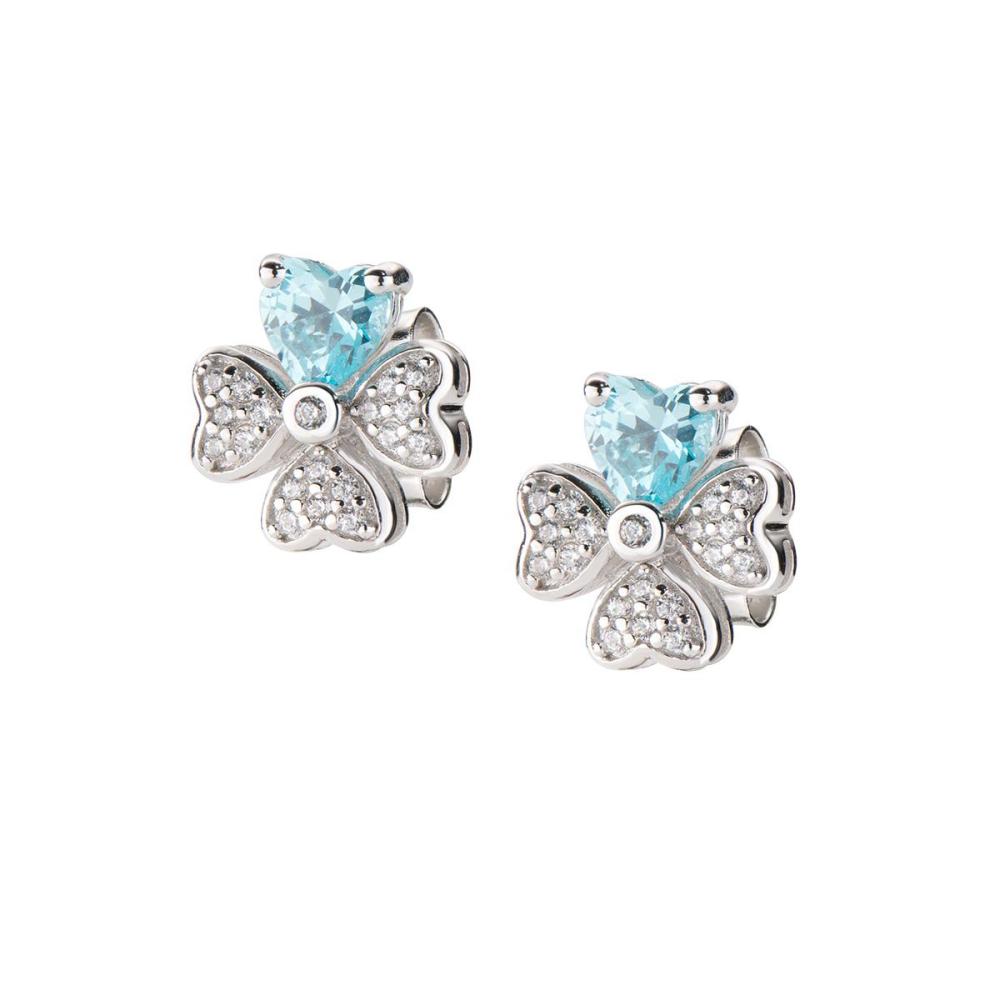 Orecchini "Quadricuore" in Argento con Zirconi Ref.EQUSBBL