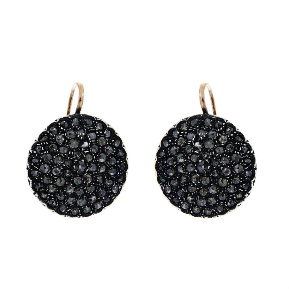 Orecchini Stile Antico in Oro 9kt con 126 Diamanti Corone CT 4.74