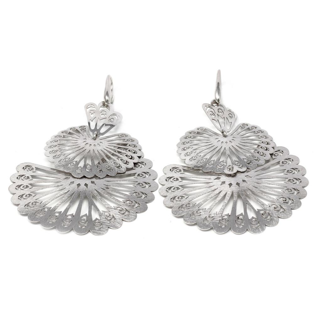 Orecchini Stile Etrusco a Ventaglio in Argento 925