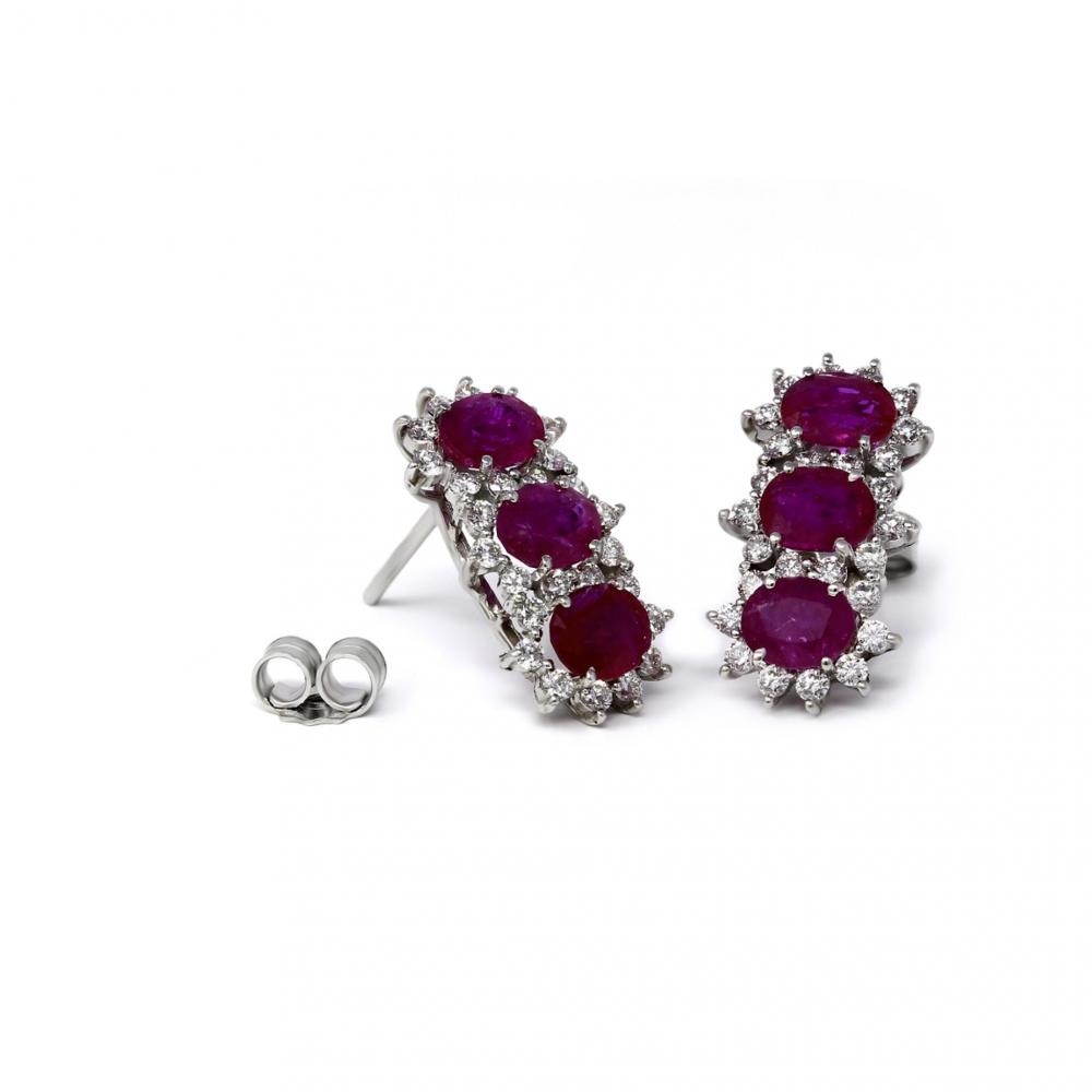 Orecchini Trilogy con Rubini CT 2.78 e Diamanti CT 0.65