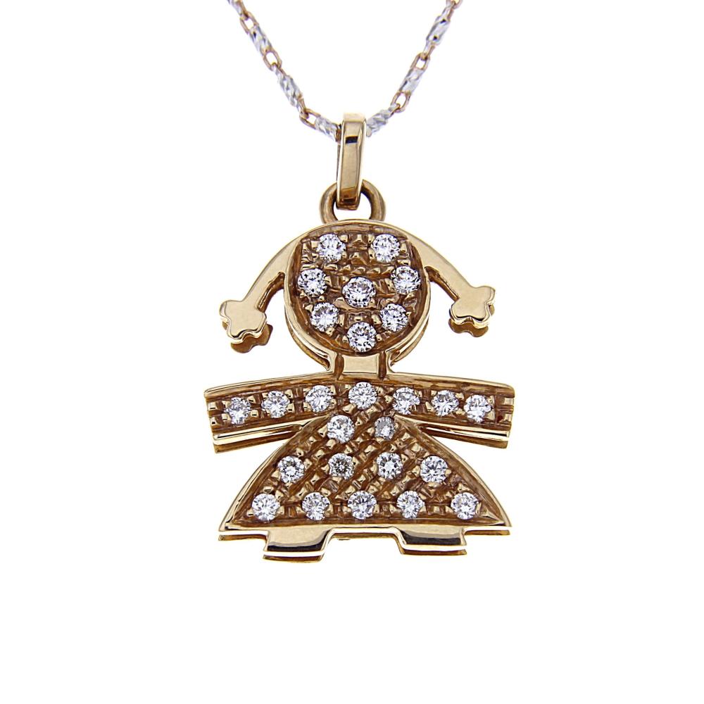 Pendente Bimba in Oro Rosa con 26 Diamanti CT 0.34