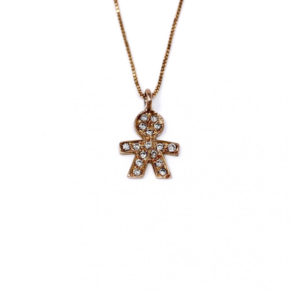 Pendente Bimbo in Oro Rosa e Diamanti CT 0.08