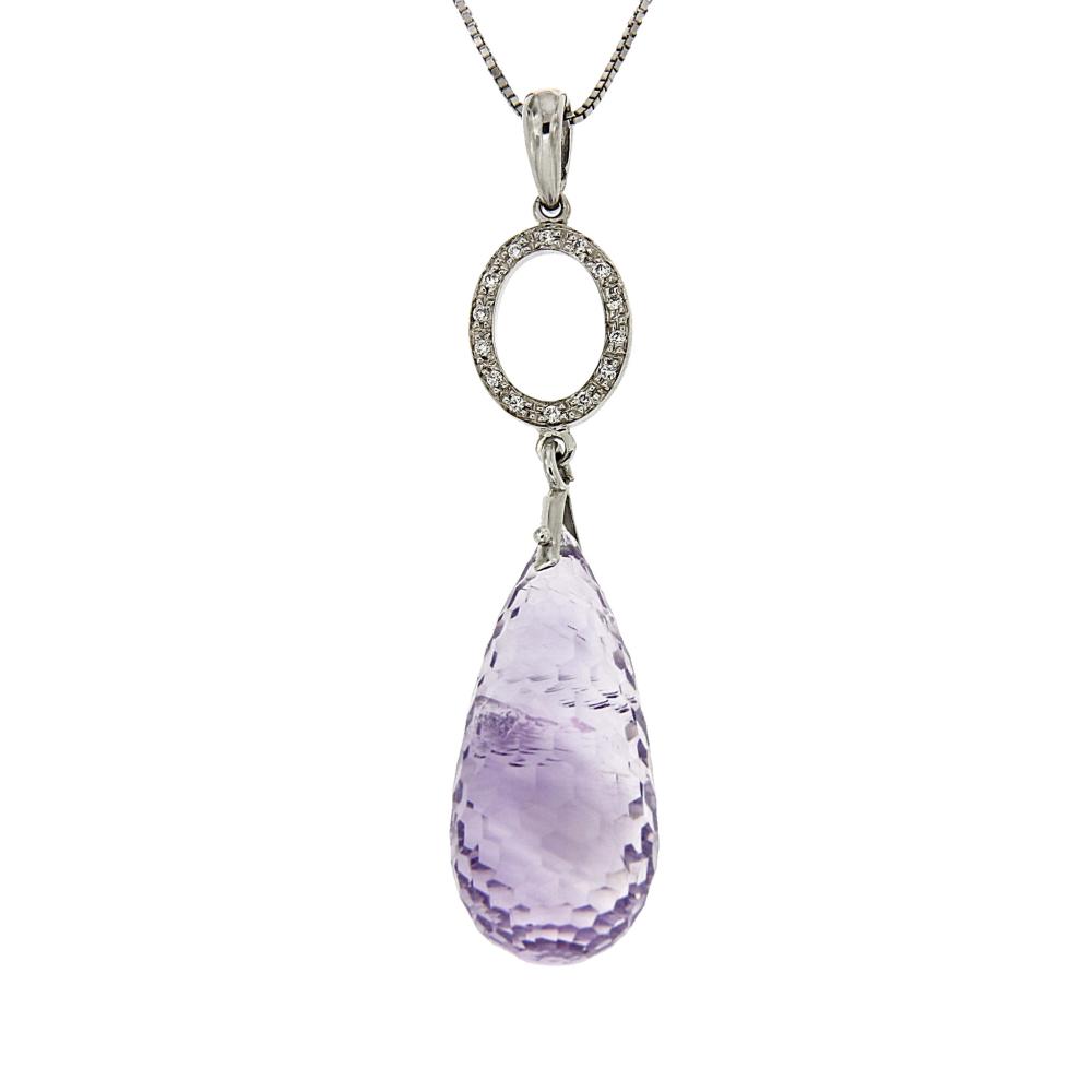 Pendente con Ametista e Diamanti CT 0.06