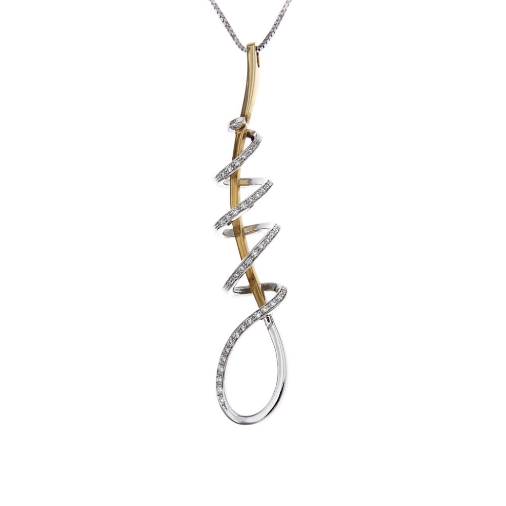 Pendente con Diamanti in Oro Bianco e Oro Rosa CT 0.37