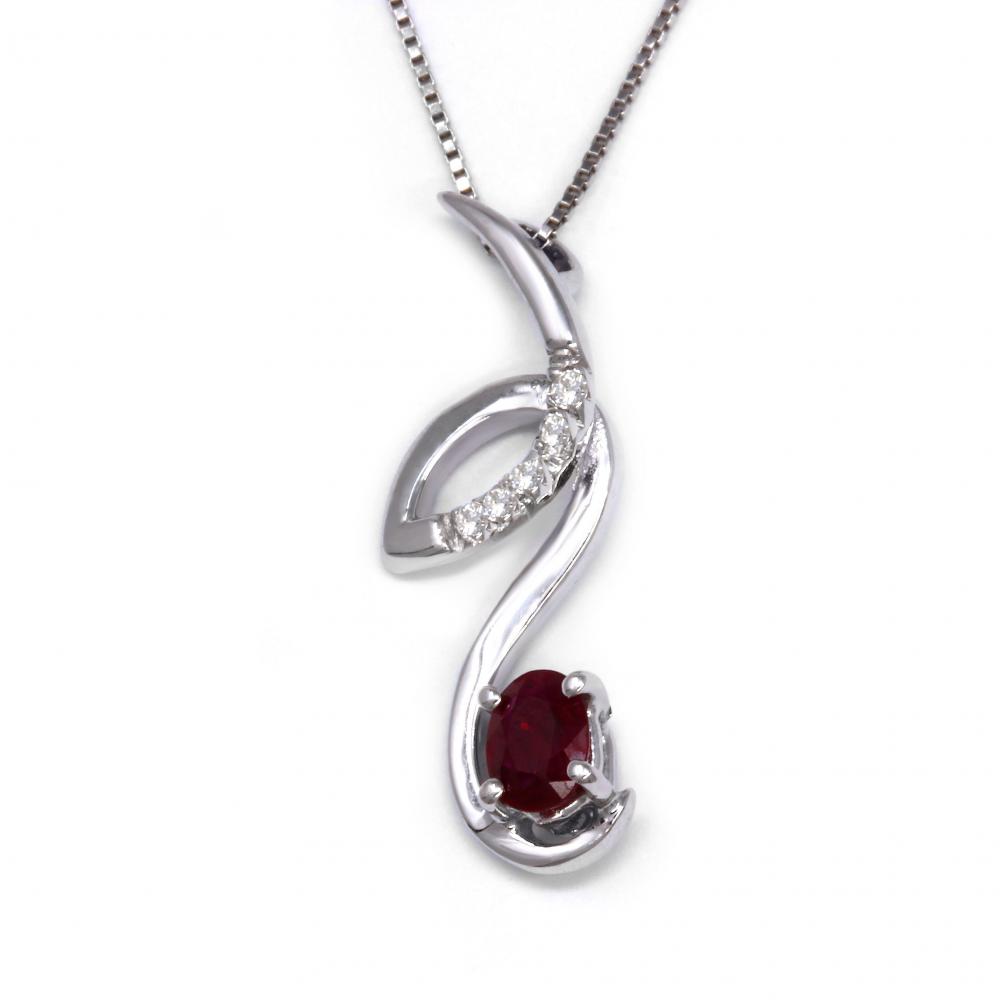 Pendente con Rubino CT 0.27 e Diamanti Bianchi CT 0.02