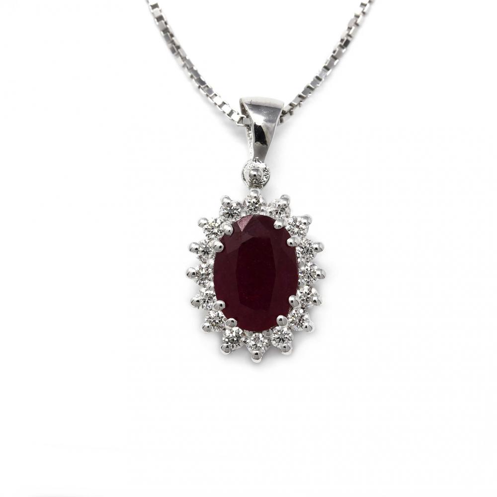 Pendente con Rubino CT 0.80 e Diamanti CT 0.16