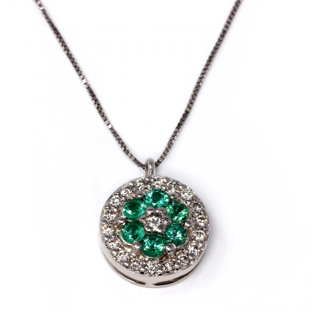 Pendente con Smeraldi CT 0.25 e Diamanti CT 0.17